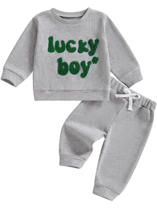 Other - 💜 Gray Baby boys waffle knit Sweatshirt & Jogger Set- 6/12mth